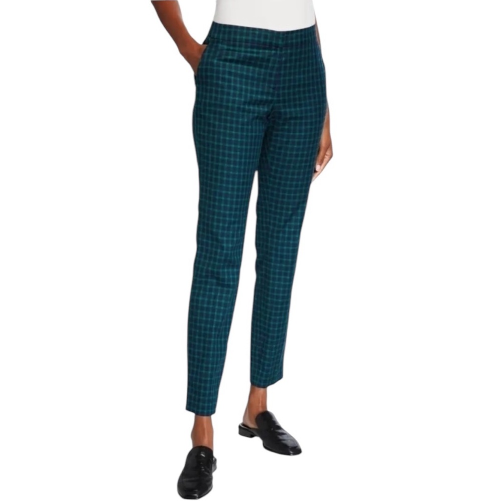 LAFAYETTE 148 NEW YORK MANHATTAN DARK GREEN PLAID PANTS 10